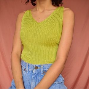 LIME GREEN SWEATER TANK TOP
